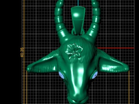 COW ANIMAL HEAD PENDANT 3D PRINTABLE MODEL 3D Модель