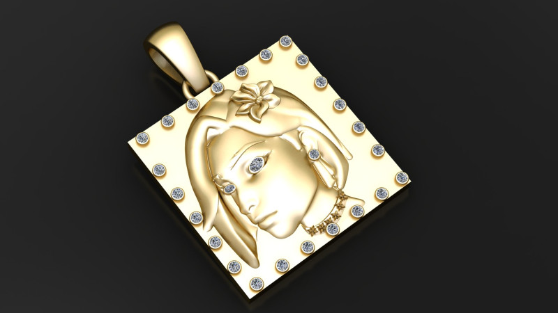 LADY FACE PENDANT 3D PRINTABLE MODEL 3D Model .c4d .max .obj .3ds .fbx .stl .blend 
