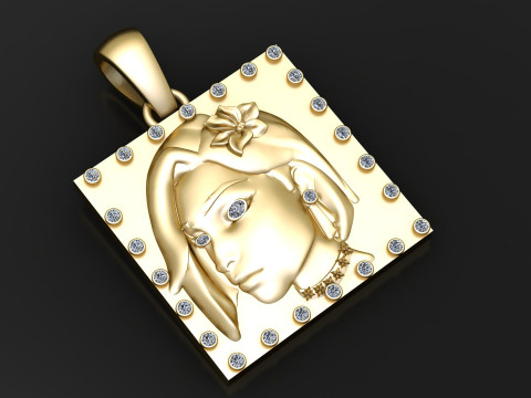 LADY FACE PENDANT 3D PRINTABLE MODEL Modello 3D