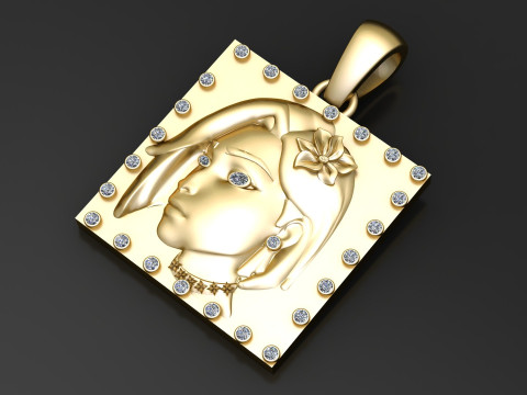 LADY FACE PENDANT 3D PRINTABLE MODEL 3D Model