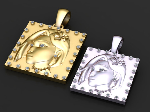 LADY FACE PENDANT 3D PRINTABLE MODEL 3D Model