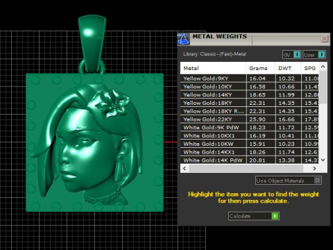LADY FACE PENDANT 3D PRINTABLE MODEL 3D Model