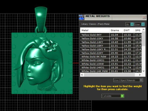 LADY FACE PENDANT 3D PRINTABLE MODEL 3D Model