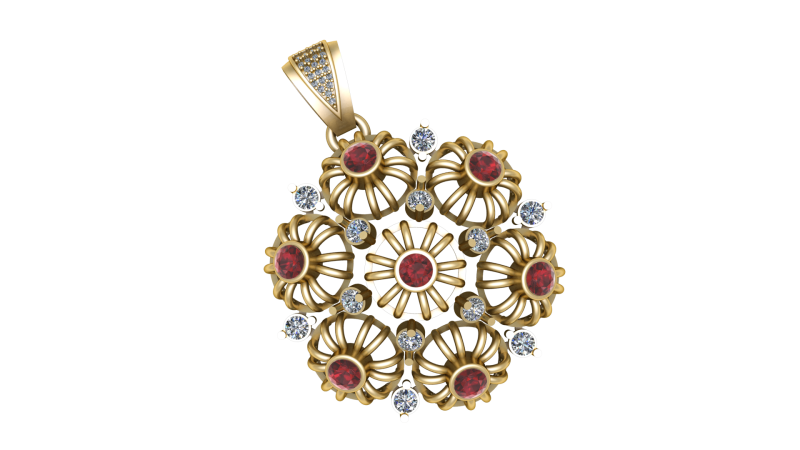 DIAMOND FLORAL PENDANT 3D PRINTABLE MODEL 3D Model .c4d .max .obj .3ds .fbx .stl .blend