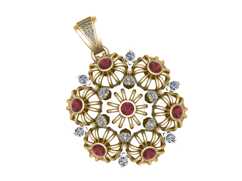 DIAMOND FLORAL PENDANT 3D PRINTABLE MODEL 3D मॉडल