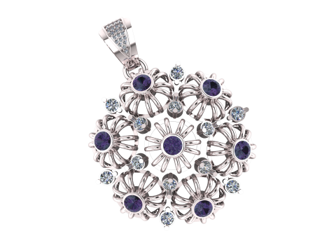 DIAMOND FLORAL PENDANT 3D PRINTABLE MODEL 3D Model