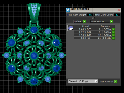 DIAMOND FLORAL PENDANT 3D PRINTABLE MODEL 3D Model