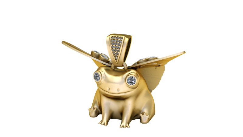 BUTTERFLY DESIGN FROG PENDANT 3D PRINTABLE MODEL 3Dモデル .c4d .max .obj .3ds .fbx .stl .blend 