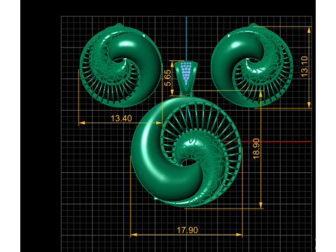 CONCH SHELL DESIGN LOCKET SET 3D PRINTABLE MODEL 3D Модель
