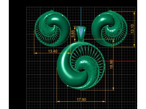CONCH SHELL DESIGN LOCKET SET 3D PRINTABLE MODEL 3D Model