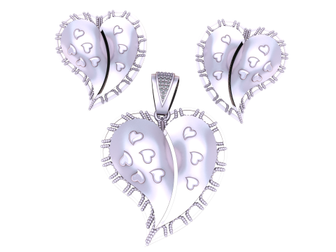 HEART SHAPE DIAMOND LOCKET SET 3D PRINTABLE MODEL Modèle 3D