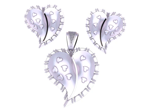 HEART SHAPE DIAMOND LOCKET SET 3D PRINTABLE MODEL 3D Model