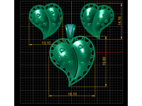 HEART SHAPE DIAMOND LOCKET SET 3D PRINTABLE MODEL Modèle 3D