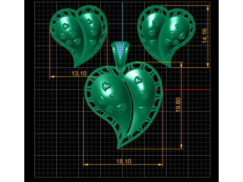 HEART SHAPE DIAMOND LOCKET SET 3D PRINTABLE MODEL 3D Model