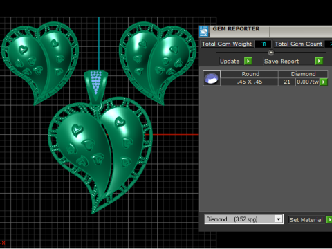 HEART SHAPE DIAMOND LOCKET SET 3D PRINTABLE MODEL Modèle 3D