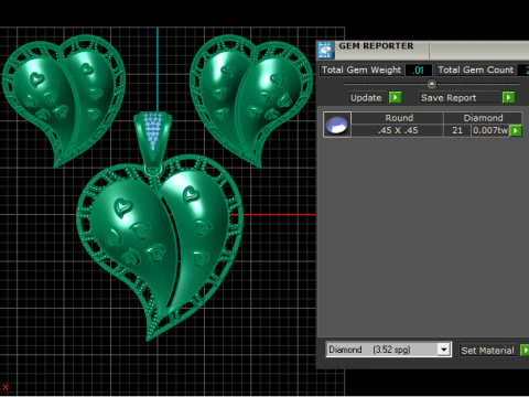 HEART SHAPE DIAMOND LOCKET SET 3D PRINTABLE MODEL 3D Model
