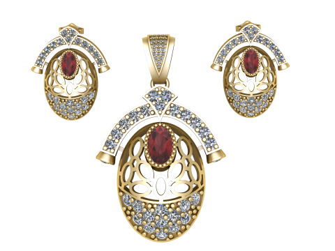 RUBY GOLD LOCKET SET 3D PRINTABLE MODEL 3D Model