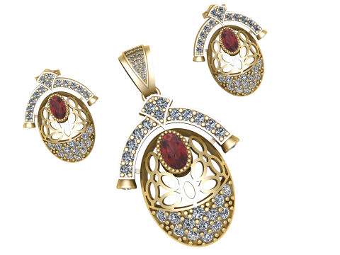 RUBY GOLD LOCKET SET 3D PRINTABLE MODEL Model 3D