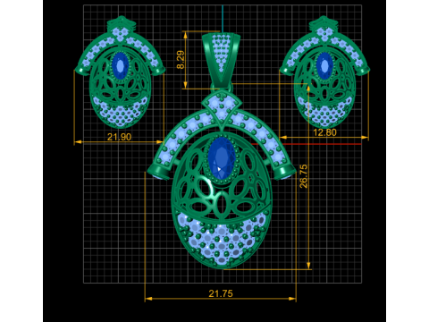 RUBY GOLD LOCKET SET 3D PRINTABLE MODEL Model 3D
