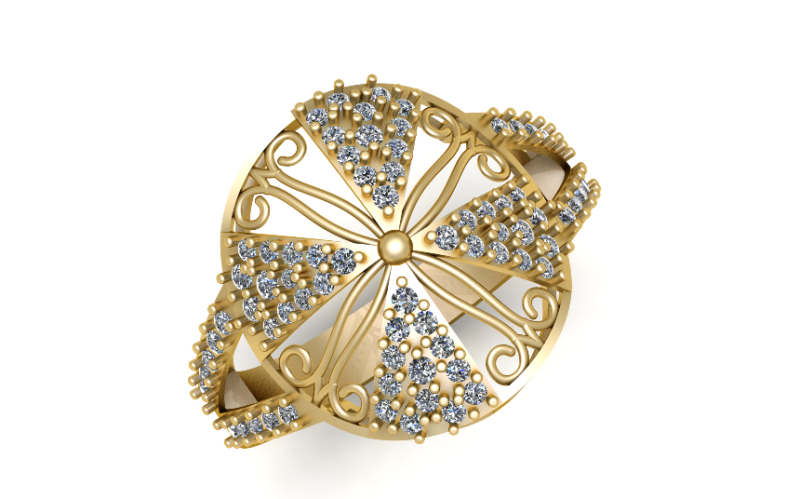 DIAMOND CLUSTER RING 3D PRINTABLE MODEL 3D Model .c4d .max .obj .3ds .fbx .stl .blend 