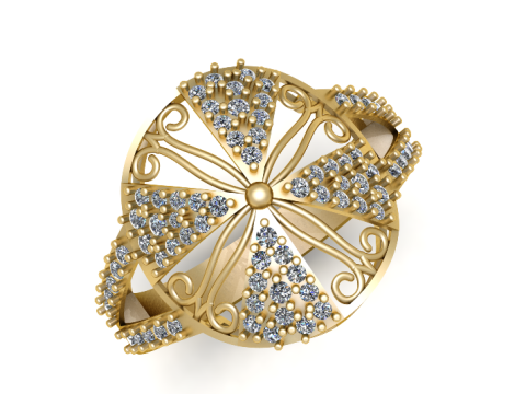 DIAMOND CLUSTER RING 3D PRINTABLE MODEL 3D Model