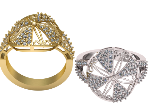 DIAMOND CLUSTER RING 3D PRINTABLE MODEL 3D Model