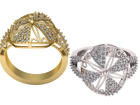 DIAMOND CLUSTER RING 3D PRINTABLE MODEL 3D Model