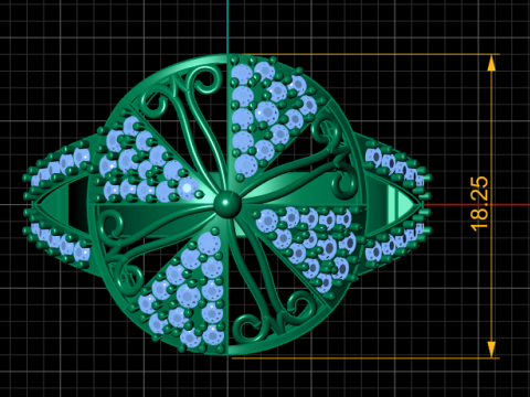 DIAMOND CLUSTER RING 3D PRINTABLE MODEL 3D Model