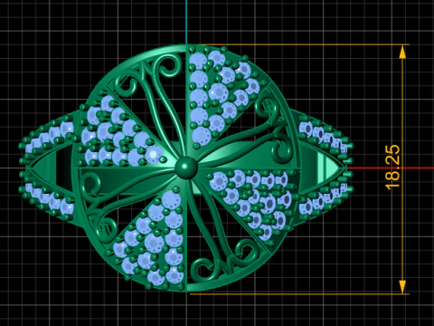 DIAMOND CLUSTER RING 3D PRINTABLE MODEL 3D Model