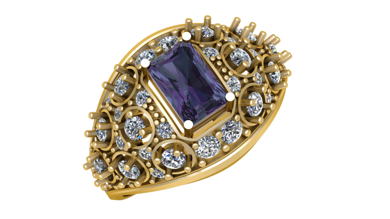 HIP HOP BLUE SAPPHIRE RING 3D PRINTABLE MODEL 3D Model .c4d .max .obj .3ds .fbx .stl .blend 
