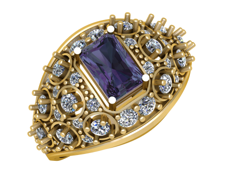 HIP HOP BLUE SAPPHIRE RING 3D PRINTABLE MODEL 3Dモデル