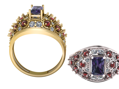 HIP HOP BLUE SAPPHIRE RING 3D PRINTABLE MODEL 3D Model