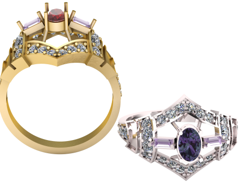 TANZANITE GOLDEN RING 3D PRINTABLE MODEL Modello 3D
