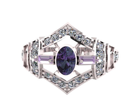 TANZANITE GOLDEN RING 3D PRINTABLE MODEL Modello 3D