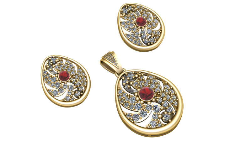 TURKISH STYLISH LOCKET SET 3D PRINTABLE MODEL Model 3D .c4d .max .obj .3ds .fbx .stl .blend
