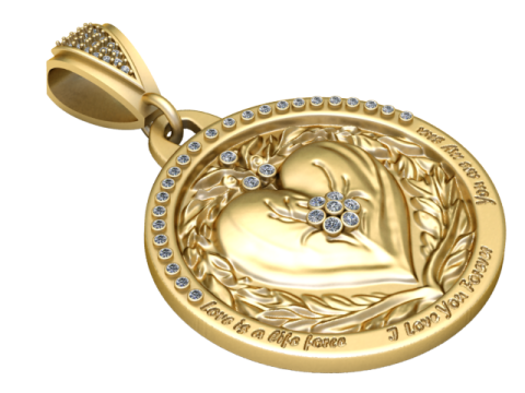 HEART DESIGN COIN PENDANT 3D PRINTABLE MODEL 3D 模型