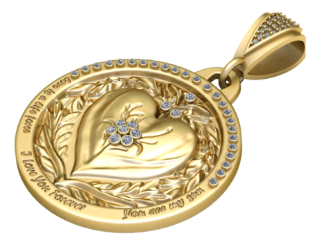 HEART DESIGN COIN PENDANT 3D PRINTABLE MODEL 3D Model