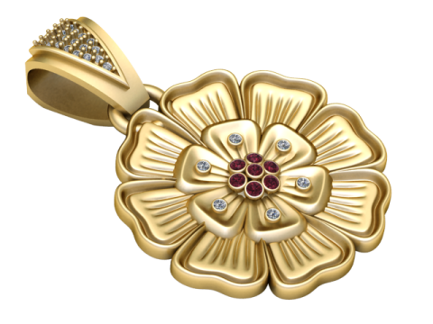 PRECIOUS FLOWER DIAMOND PENDANT 3D PRINTABLE MODEL 3D Model