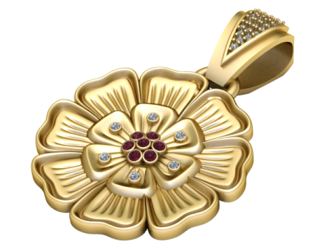 PRECIOUS FLOWER DIAMOND PENDANT 3D PRINTABLE MODEL Modello 3D