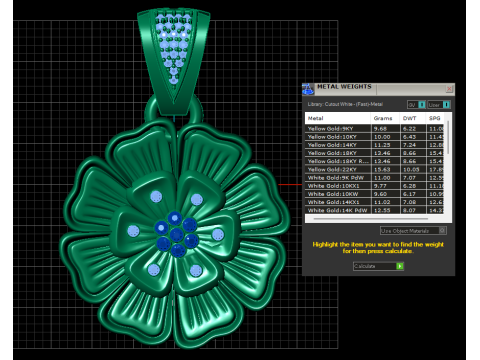 PRECIOUS FLOWER DIAMOND PENDANT 3D PRINTABLE MODEL Modello 3D
