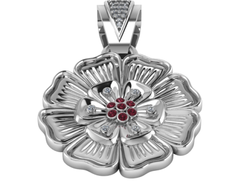 PRECIOUS FLOWER DIAMOND PENDANT 3D PRINTABLE MODEL Modello 3D
