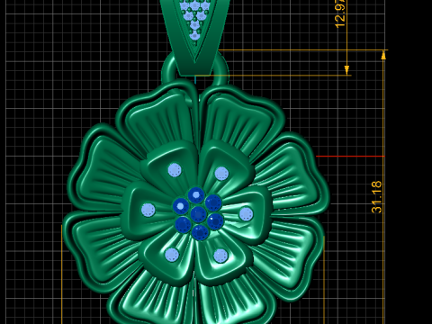 PRECIOUS FLOWER DIAMOND PENDANT 3D PRINTABLE MODEL Modello 3D