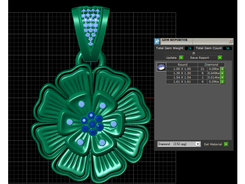PRECIOUS FLOWER DIAMOND PENDANT 3D PRINTABLE MODEL Modello 3D