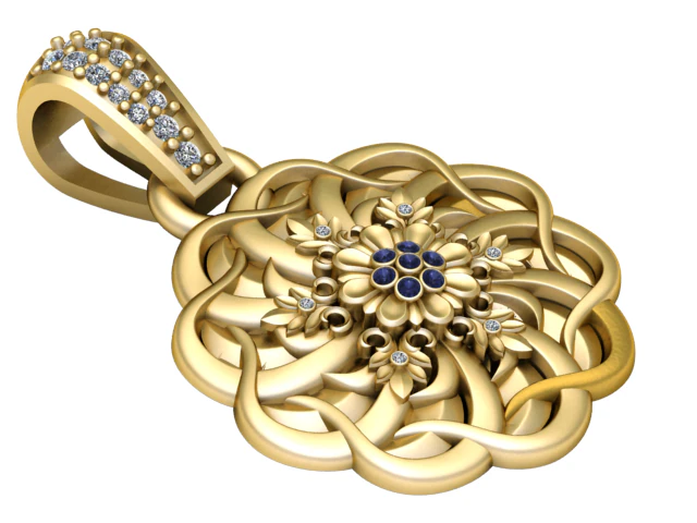 FLOWER GOLD PENDANT 3D PRINTABLE MODEL 3D Model .c4d .max .obj .3ds .fbx .stl .blend 