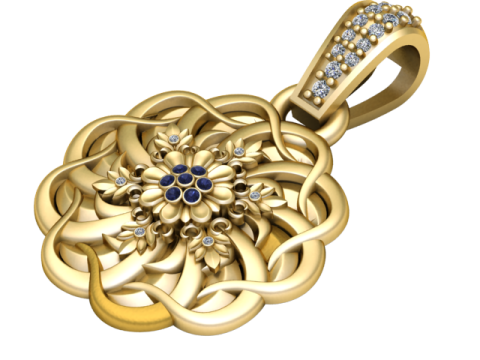 FLOWER GOLD PENDANT 3D PRINTABLE MODEL 3D Модель