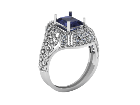 BLUE SAPPHIRE GOLD RING 3D PRINTABLE MODEL 3D Model