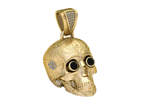 SKULL HEAD BLACK CRYSTAL PENDANT 3D PRINTABLE MODEL 3D Model
