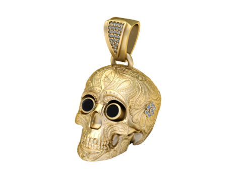 SKULL HEAD BLACK CRYSTAL PENDANT 3D PRINTABLE MODEL 3D Model