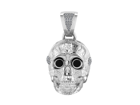 SKULL HEAD BLACK CRYSTAL PENDANT 3D PRINTABLE MODEL 3D Model