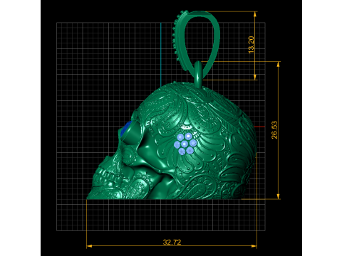 SKULL HEAD BLACK CRYSTAL PENDANT 3D PRINTABLE MODEL 3D Model